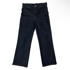 Express Jeans Cropped Wide Leg High Rise Dark Rinse Front Seam Size 6